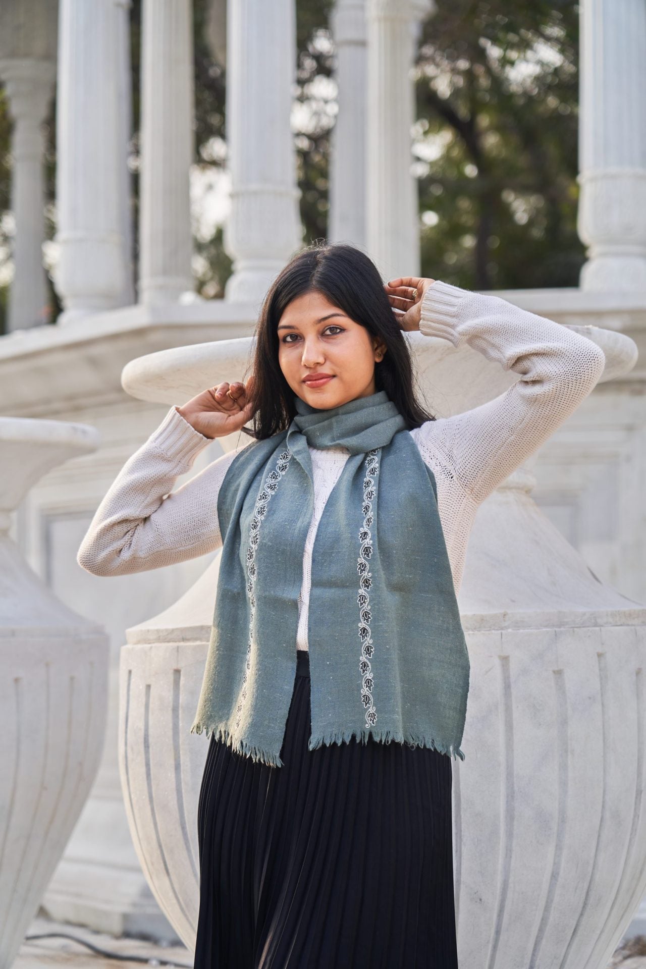 Steely Minimal Embroidered Unisex Muffler
