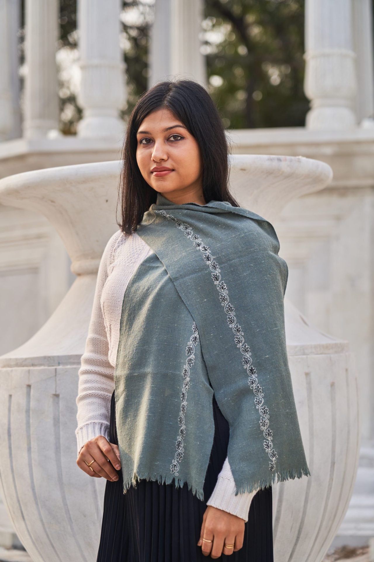 Steely Minimal Embroidered Unisex Muffler