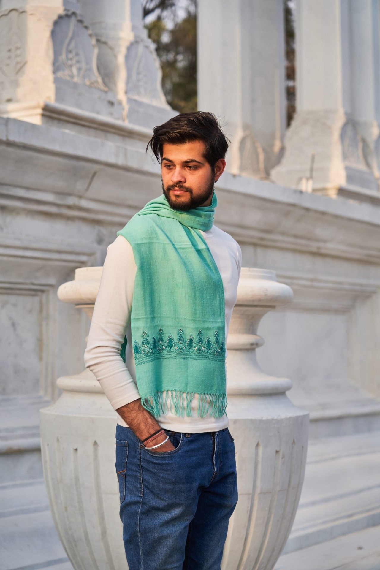 Pastel Boteh Embroidered Unisex Muffler